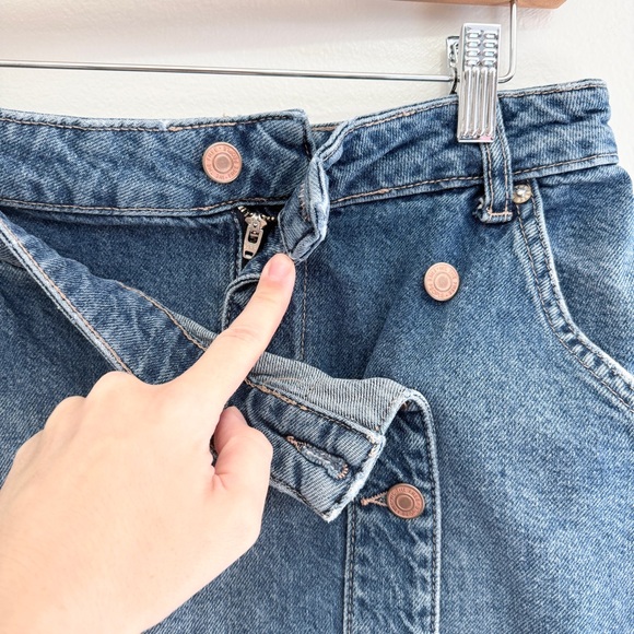 We the Free Free People Wynne Wrap Button Front Denim Mini Skirt - Picture 5 of 8